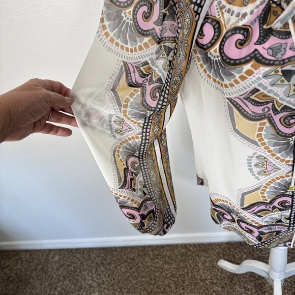 Hale Bob Women's S Sheer Chiffon Button Blouse Multi Paisley EUC - Picture 6 of 14